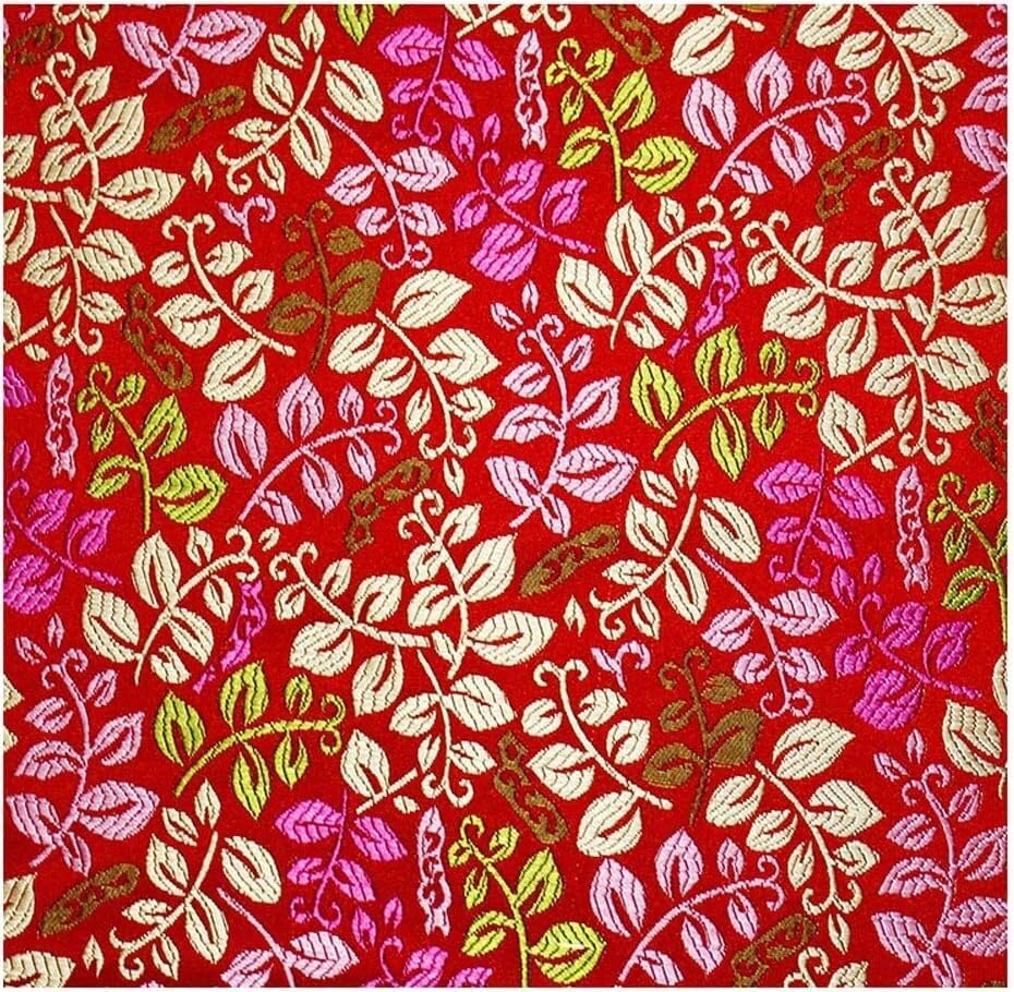 LXXW ジャカード・サテン生地 シルクサテン生地赤ブロケード生地刺繍葉ジャカード生地 150 センチメートル幅中国の伝統的な生地