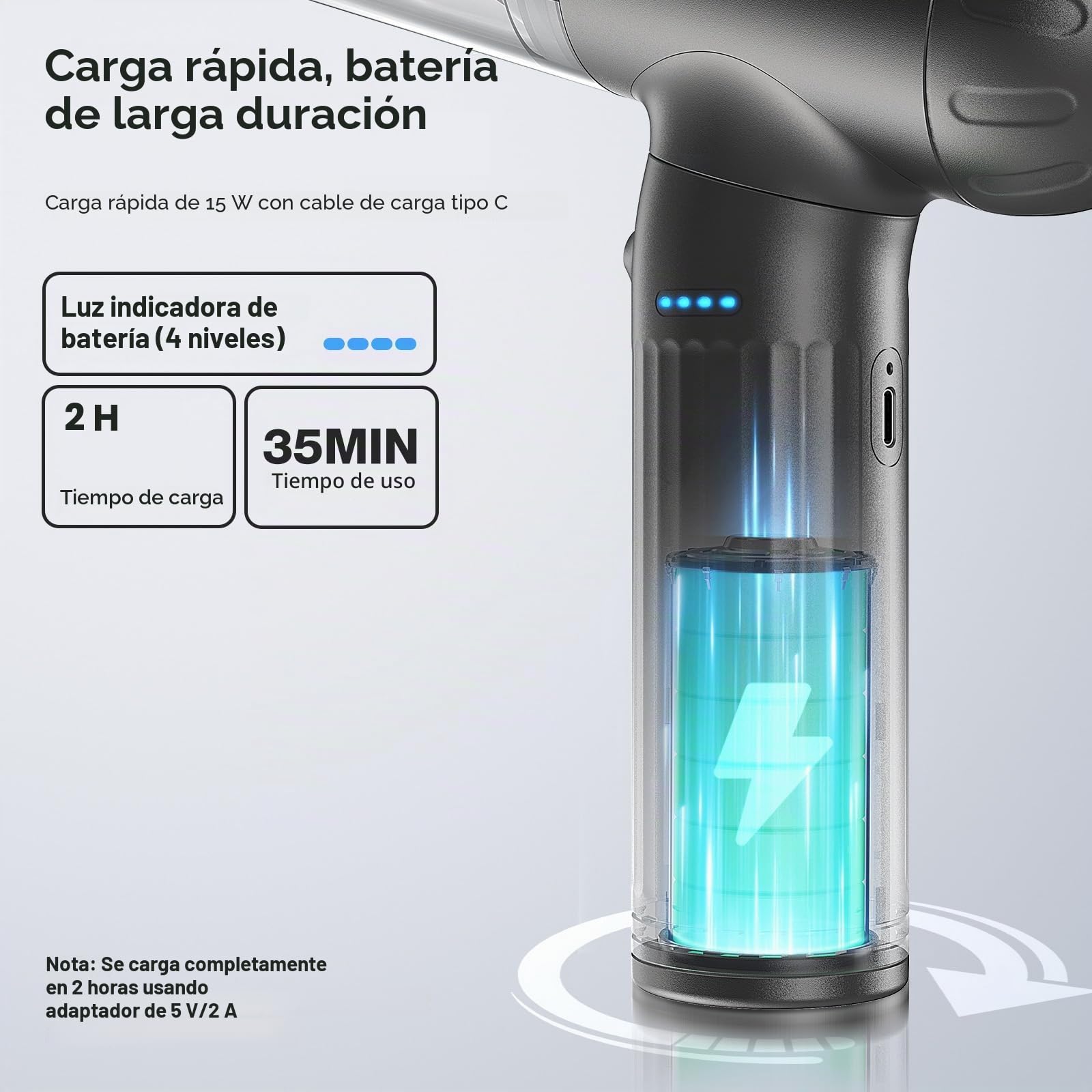 MECO ELEVERDE 4 en 1 Soplador de Polvo Eléctrico, Mini Aspiradora de Mano, 130,000RPM, 18Kpa, Portátil, Gris