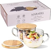 Vista 1 de Juego de 6 tazas de café expreso con tapas, taza de café transparente con tapa de 14 onzas, juego de tazas de té de vidrio, tazas de vidrio