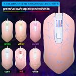 Gaming Keyboard and Mouse Combo, MageGee K1 RGB LED Backlit Keyboard with Transparent Cover, 104 Keys Computer Gaming Keyboard and 7 Colors LED Gaming Mouse for PC/Laptop(Light Pink)