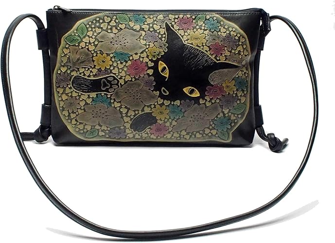 猫のデザイン レザークラフト 森の猫達 Aポーチ18 catwalk oikawa