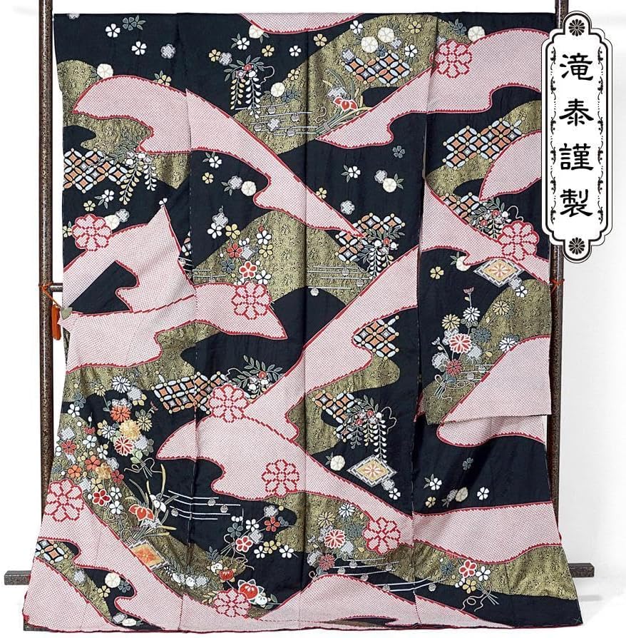 振袖　滝泰謹製　絞り　金駒刺繍　金彩加工　正統派　古典文様　未仕立て　仮絵羽 振袖 滝泰謹製 絞り 金駒刺繍 金彩加工 正統派 古典文様 未仕立て