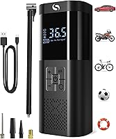 SERVOMASTER Portable Tire Inflator 150PSI Cordless Air Compressor with Auto Shut-Off, LED Light & Power Bank for Car, Bike, Ball