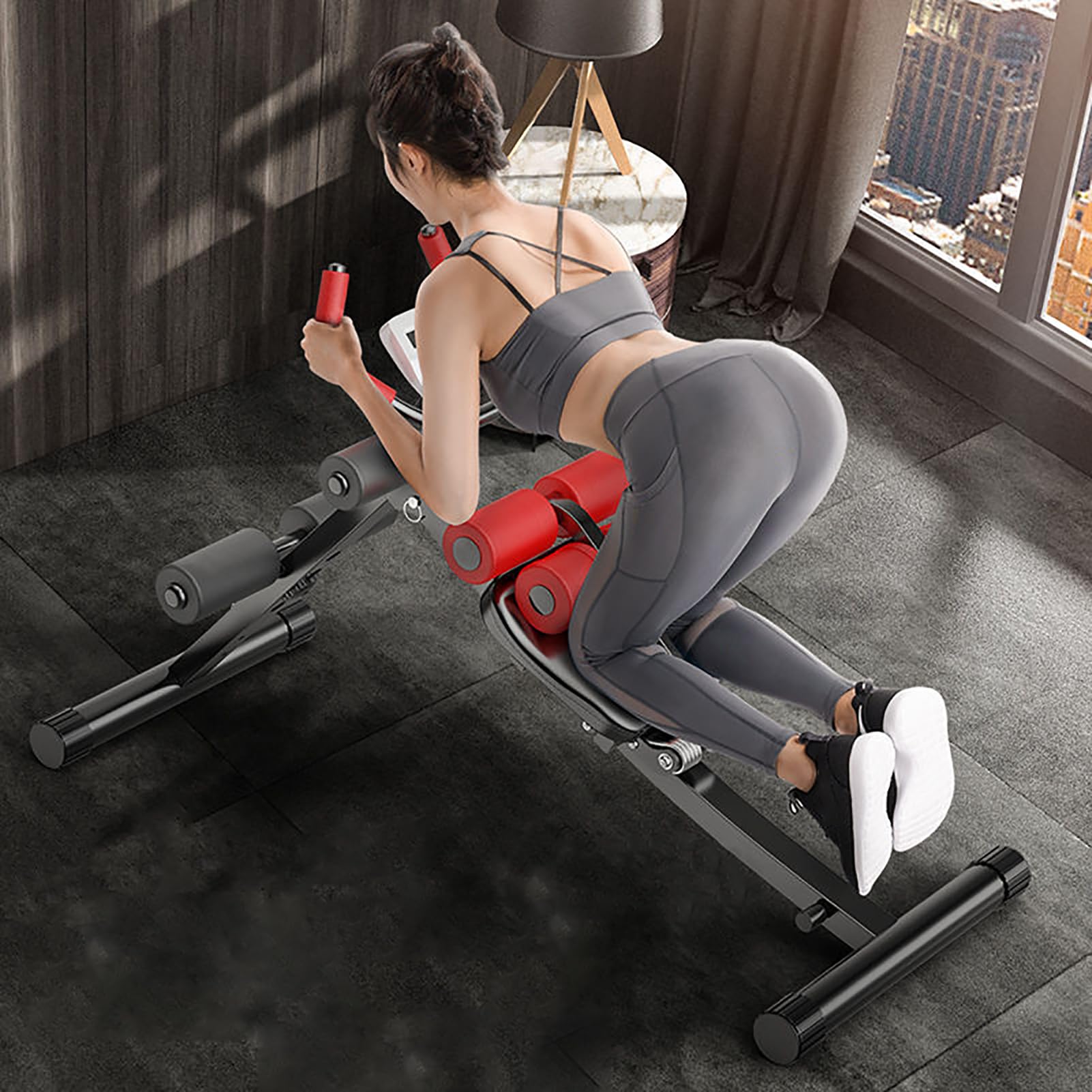 Macchina per allenamento addominale con altezze regolabili, macchina pieghevole per esercizi addominali e core, attrezzatura per allenamento addominale per palestra domestica, personal trainer, nero