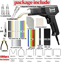 Vista 2 de Soldador de Plástico Mejorado de 220W, Kit de Soldador de Reparación de Soldadura de Plástico 2 en 1, 1000 PCS Pistola de Soldadura de Grapadora