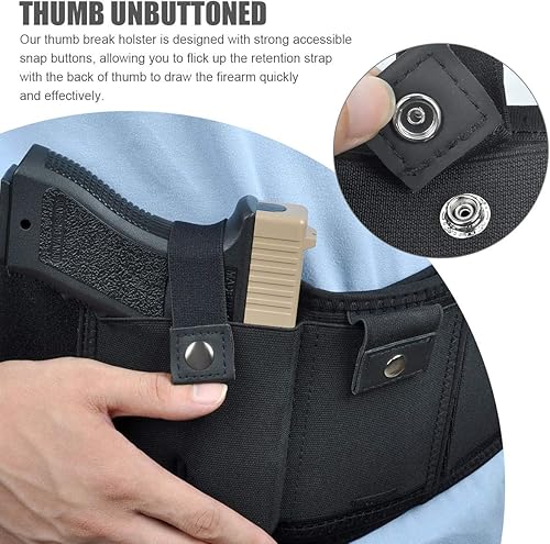 Miniatura 5 de Funda de banda para el vientre para salida oculta, color negro, interior de cintura, pistola, pistola, funda táctica con bolsa para revista, para