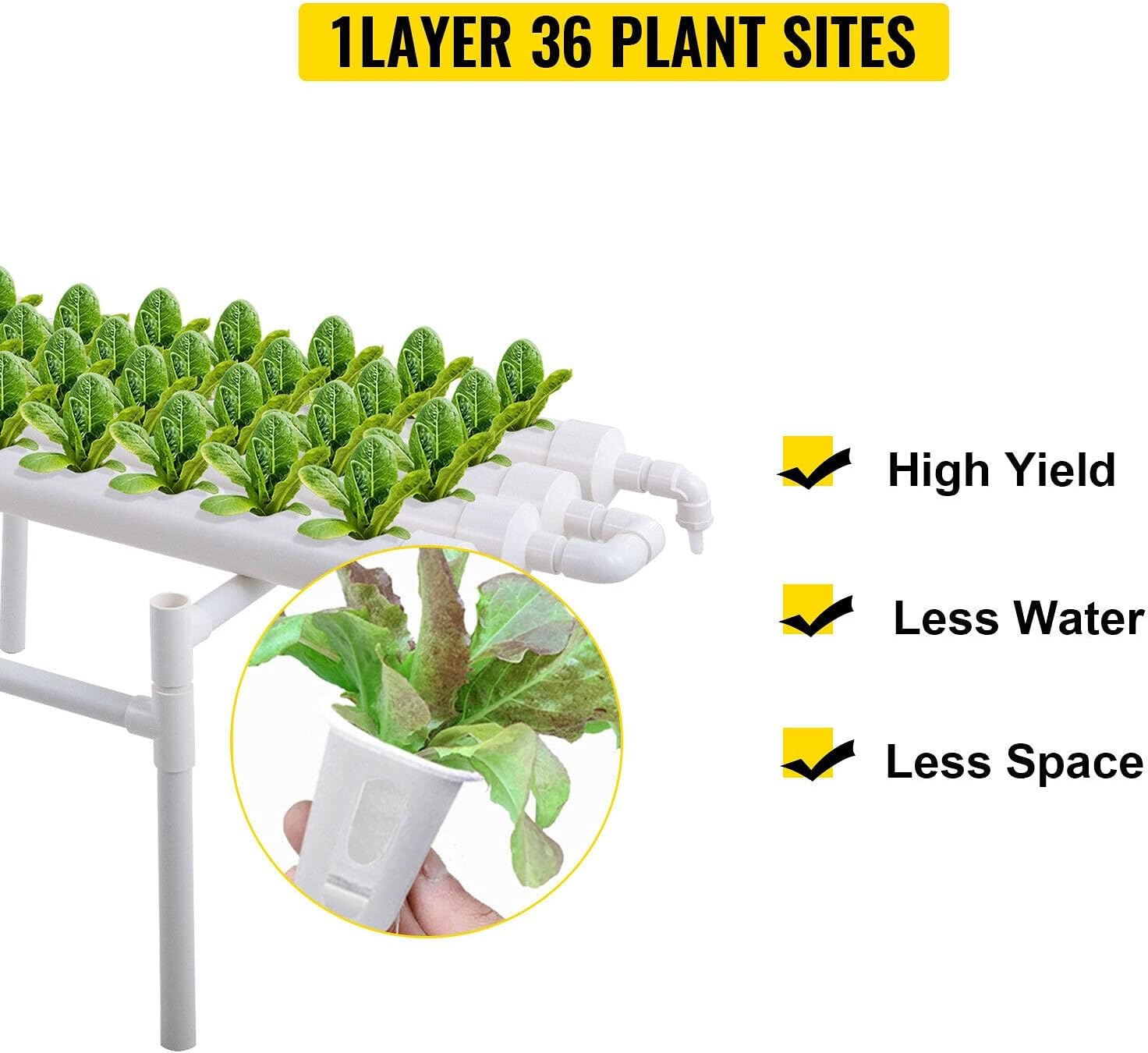 Hydroponic Growing Pipe Kit 36/54/72/90/108 Holes Sites 1 Layers to 4 Layers Planting Sites Grow Box Water Culture System (Color : 1F 6Pipes 54 Sites) (2f 6pipes 54 Sites)