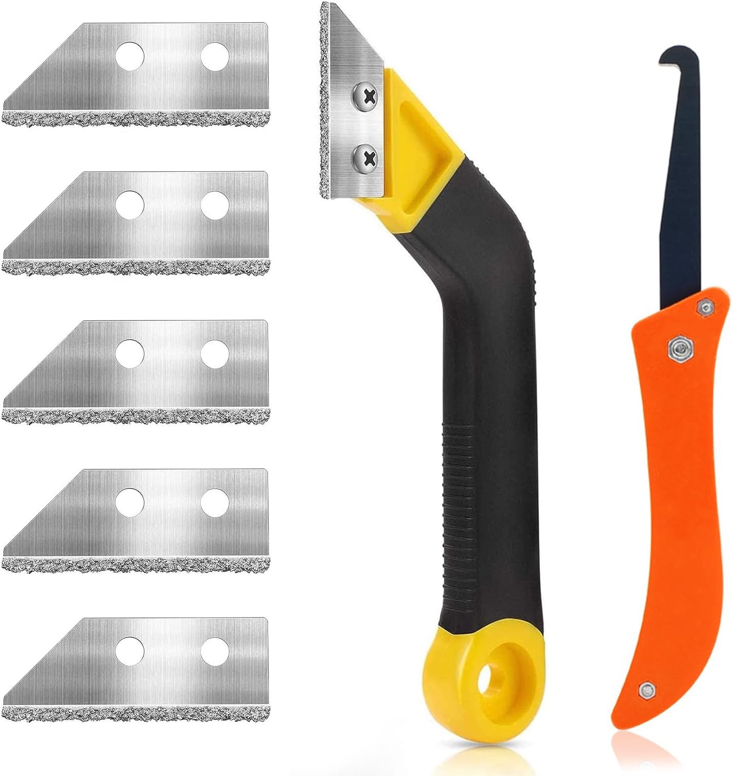 7 Pcs Pro Grout Scraping Rake Tool, Grout Clean Remover Tile Grout Hand Saw Angled with 6 Pcs Extra Replacement Accessories for Tile Cleaning (style 3)