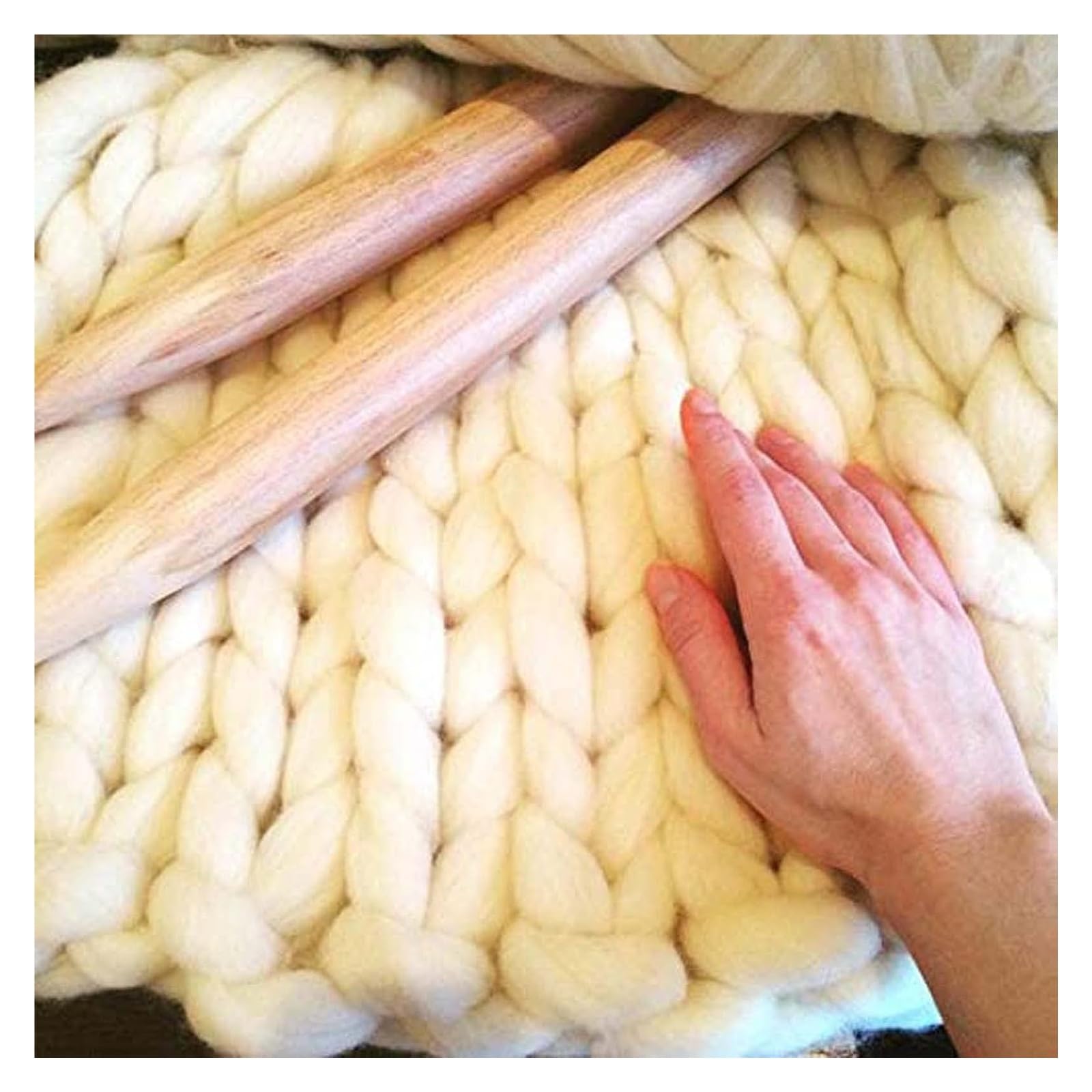 Coperta in maglia spessa, fatta a mano, morbida, voluminosa, per lavorare a maglia, grande, per camera da letto, divano, sedia, arredamento per la casa, calda e morbida coperta (beige 80x80 cm, beige)