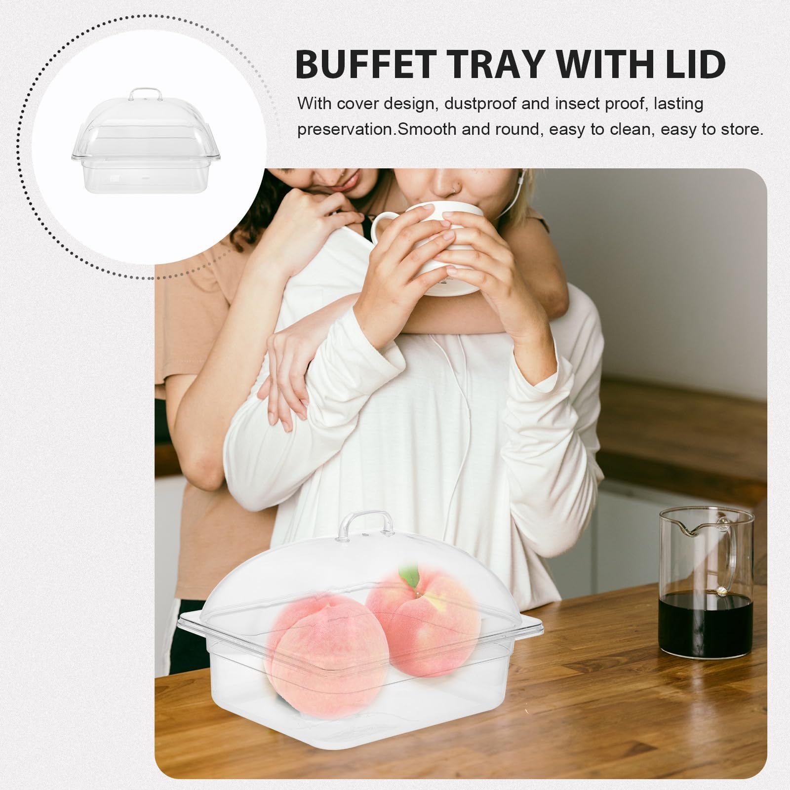 Vassoio multifunzione da 5 l per conservare alimenti con coperchio, piatto per frutta e buffet, per uso domestico e alberghiero, mantiene il cibo fresco e nizzato, ideale per feste ed eventi