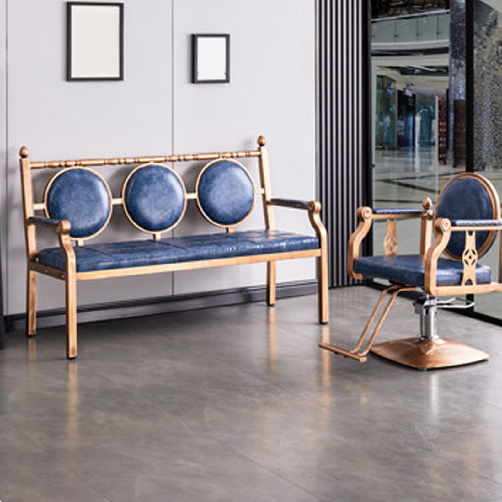 Wartebank, Empfangsstuhl aus Leder mit Metallgestell und ergonomischer Rückenlehne, für Büro, Klinik, Lounge, Empfang, Wartezimmer (Schwarz 152 cm)