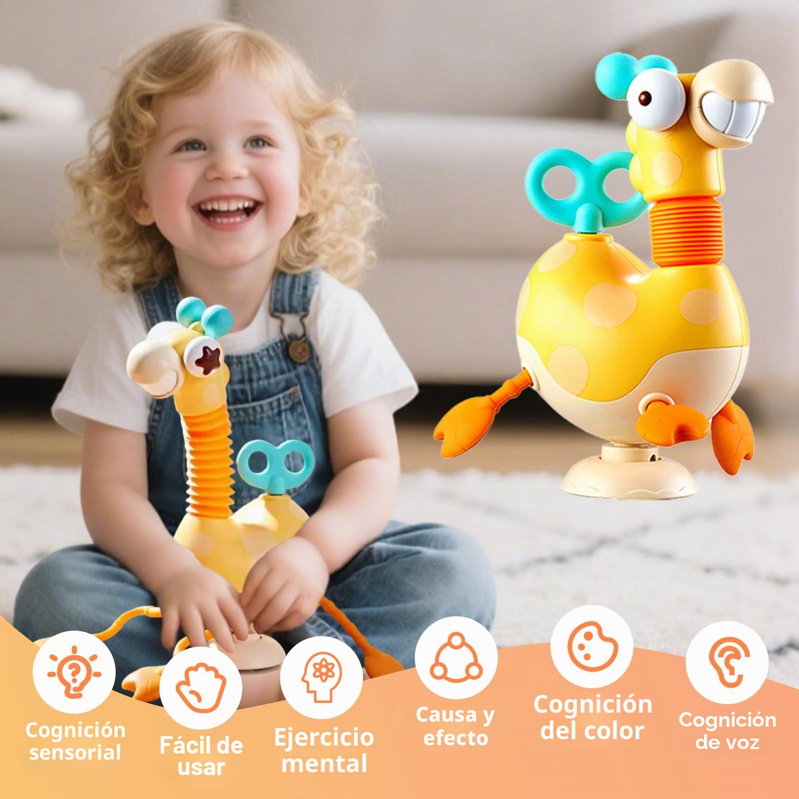 Montessori Juguete con Ventosa Morder Silicona con Cuerda Actividad Sensorial para Viajar Juguete Cochecito Que Fomenta la Motricidad Fina Juguete para Bebés de 6 a 18 Meses y Niños Pequeños