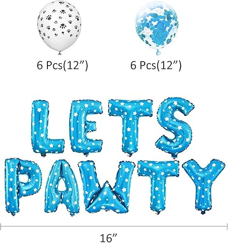 Miniatura 4 de Suministros para fiesta de cumpleaños de perro y gato, globos con estampado de patas de perro, globo de lentejuelas, globos de papel de aluminio,