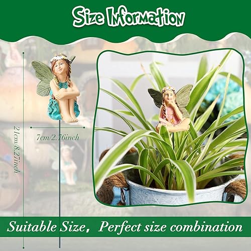 Miniatura 2 de Bucherry 12 piezas de mini figuras de hadas de jardín, escultura de hada en miniatura, accesorios de jardín pequeños para el hogar, exteriores,