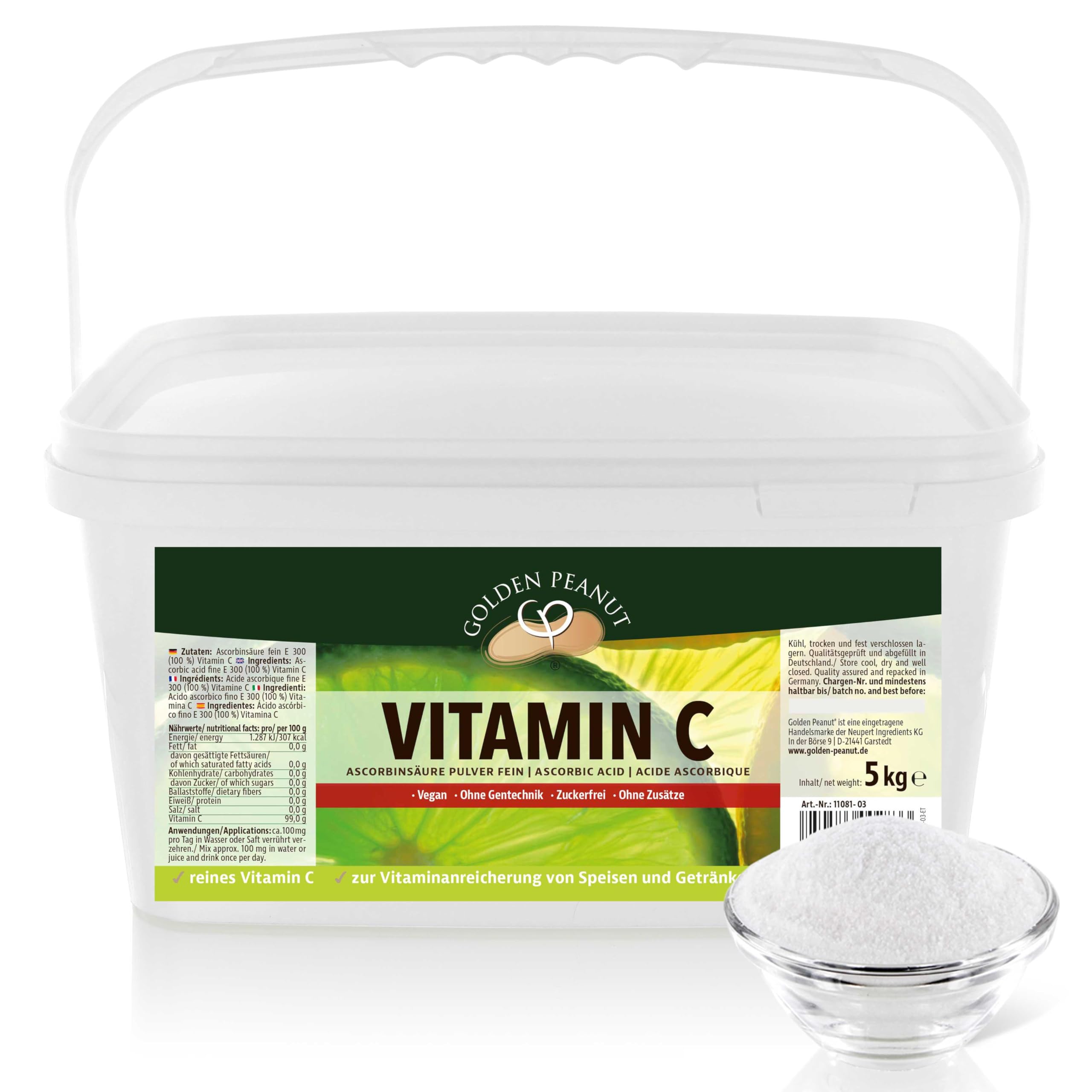 GOLDEN PEANUT Vitamin C Pulver Ascorbinsäure fein Lebensmittelqualität 5 kg