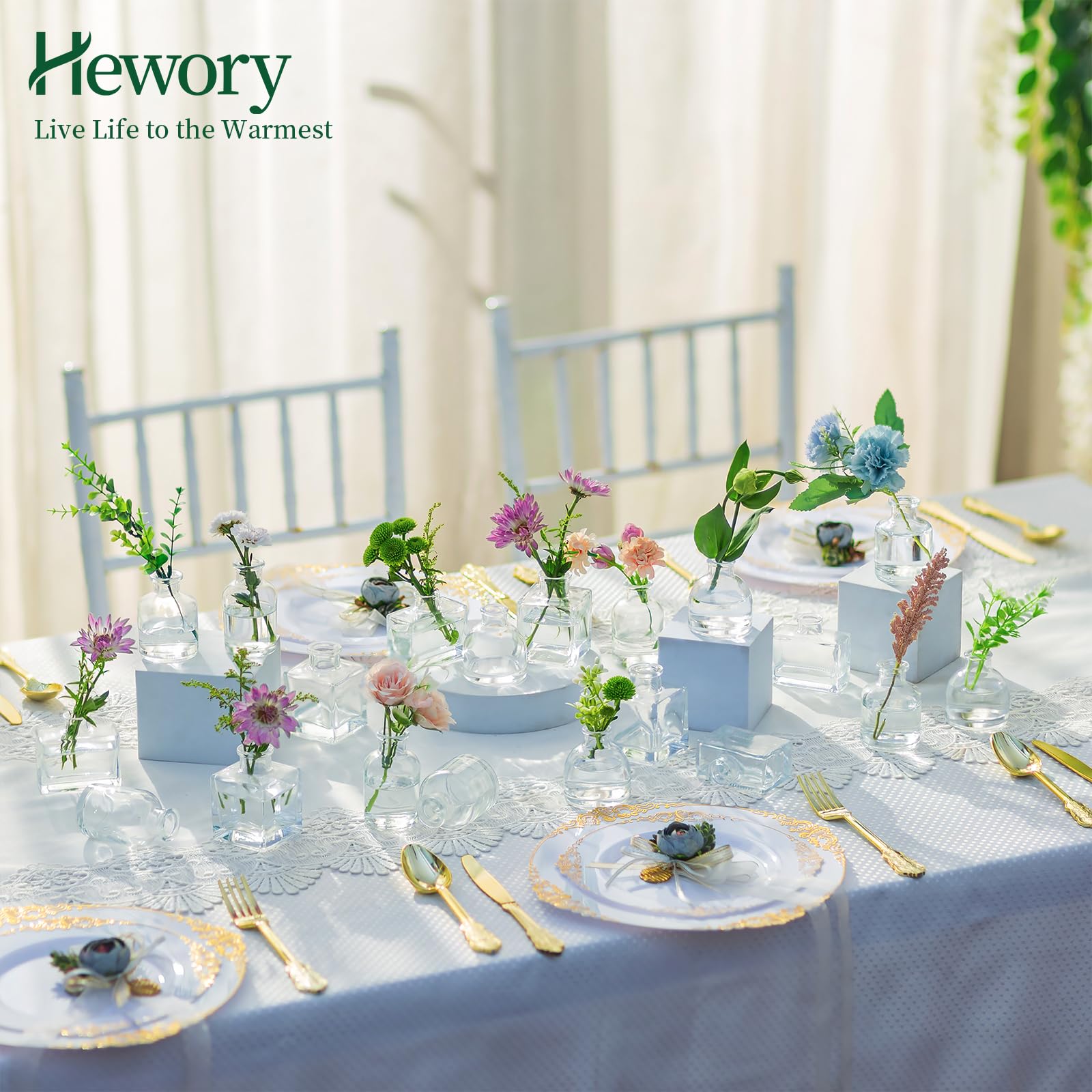 Hewory Vaso Transparente Mini - Collezione Soliflore Glass 20 Pezzi per Decorazione Nuziale e Tavola Casa