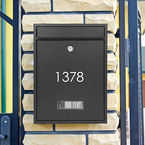 Miniatura 5 de Buzones para exterior, buzón de bloqueo de montaje en pared, buzón de seguridad con llave de bloqueo y tres juegos de números de buzón de correo