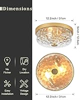 Vista 4 de 12 Inch Farmhouse Flush Mount Ceiling Light, 2 Light Industrial Close to Ceiling Light, Industrial Ceiling Lighting Fixture for Kitchen Hallway 12.2