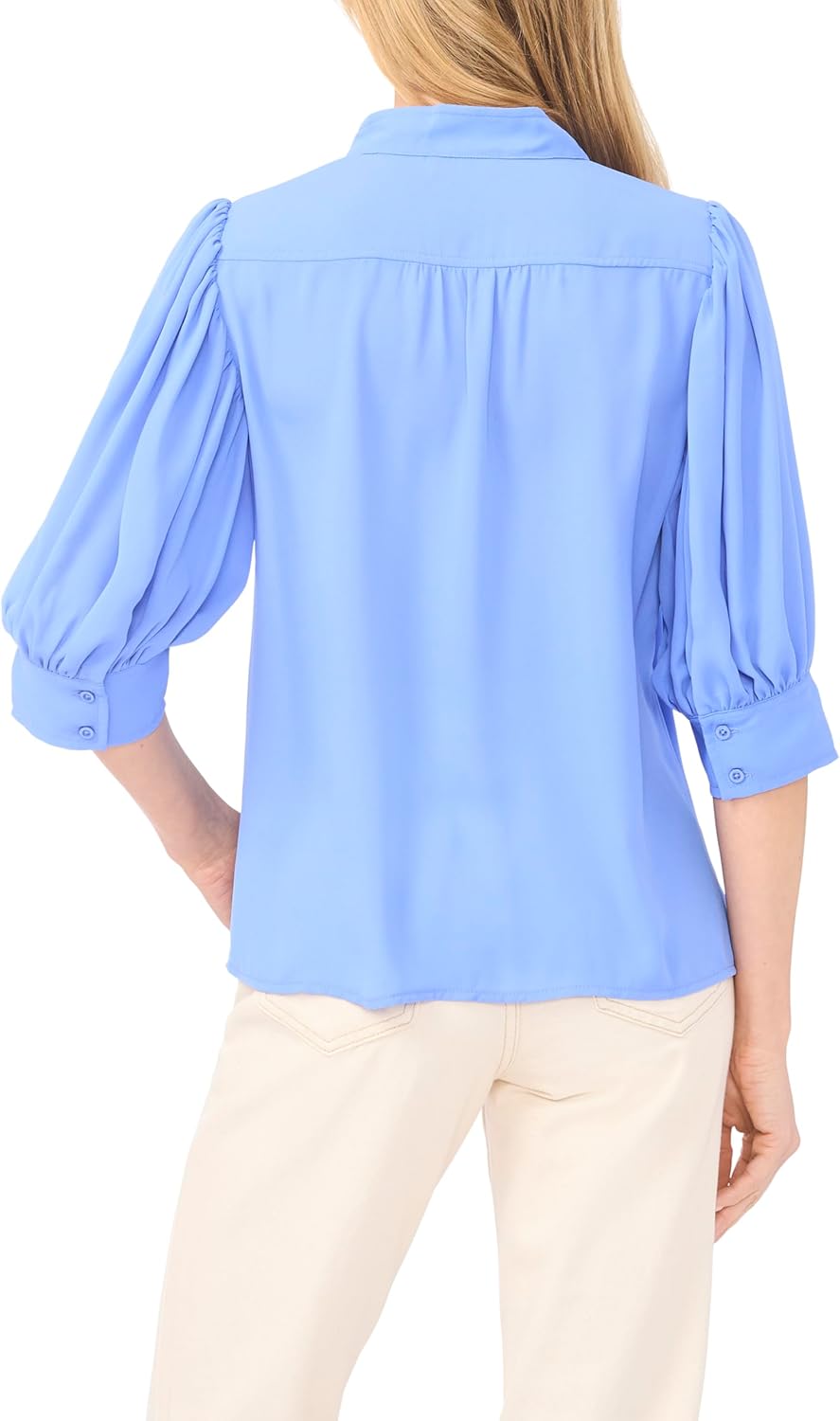 CeCe Womens Short Sleeve Hidden Placket Top - Image 2