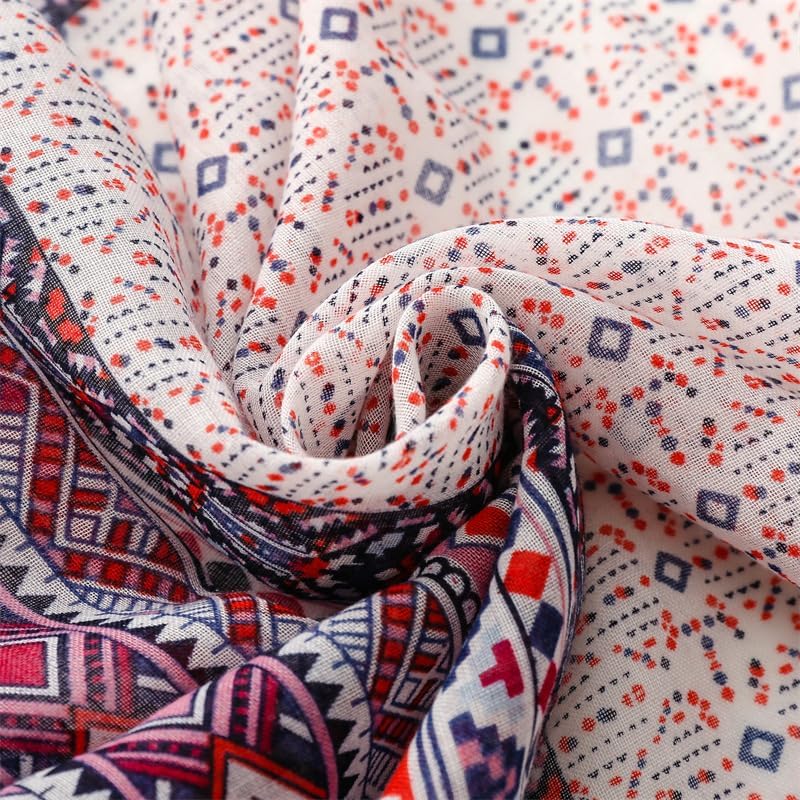 WZX Boho Scarf for Women Lightweight Floral Printed Scarves Fashion Shawl Wraps for All Season - Image 3
