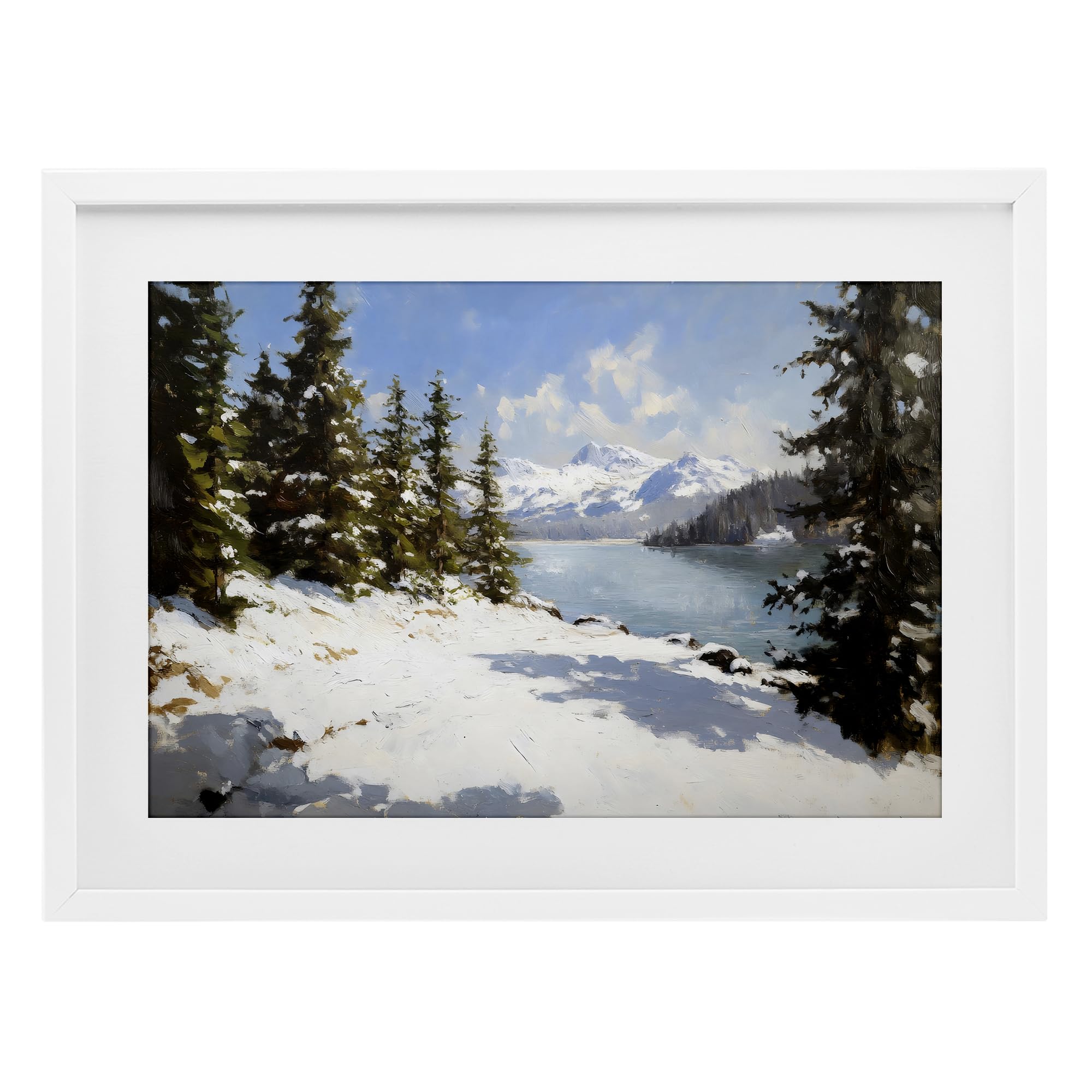 Décoration murale paysage Way Up North grand format tableau encadré blanc