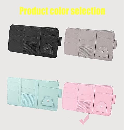Miniatura 7 de Logctee Organizador de visera solar para automóvil, organizador multifuncional de cuero para lentes de sol, soporte para lentes de sol con
