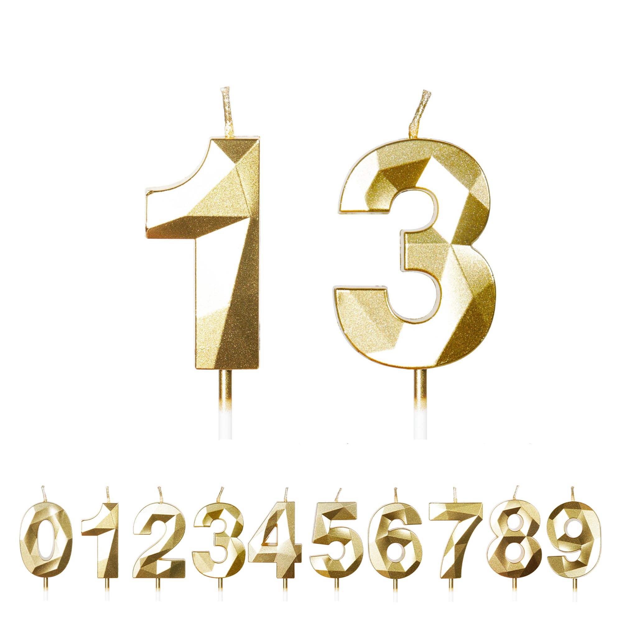 Fuzvol Gold Birthday Cake Candles, Number 13 Candle,Cake Topper Decorations
