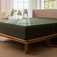 Vista 4 de MooMee Sábana bajera ajustable de solo 100% algodón lavado con textura parecida al lino, transpirable, duradera, suave, cómoda, bolsillo profundo