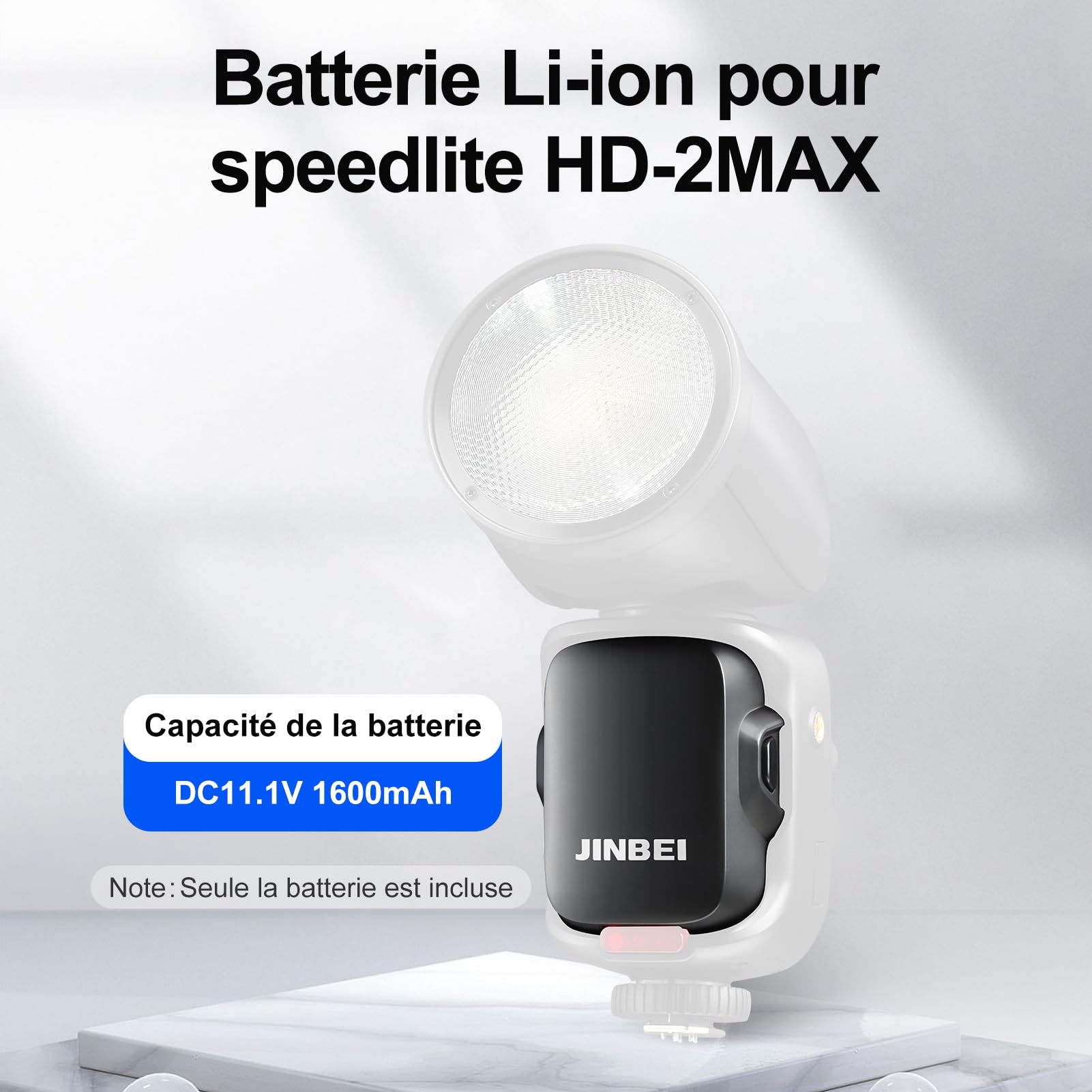 JINBEI 11.1V/1600mAh Batterie Li-ION de Remplacement pour Flash Speedlite, Batterie Lithium Compatible avec Le Flash JINBEI HD-2MAX