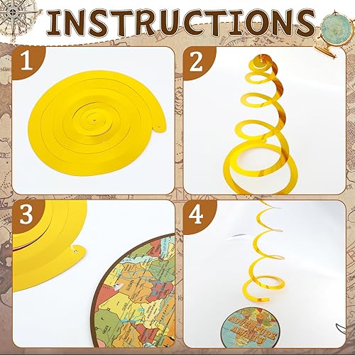 Miniatura 4 de Qyeahkj 84 piezas de decoración de fiesta temática de viaje Bon Voyage colgante remolino aventura espera fiesta de cumpleaños serpentina alrededor