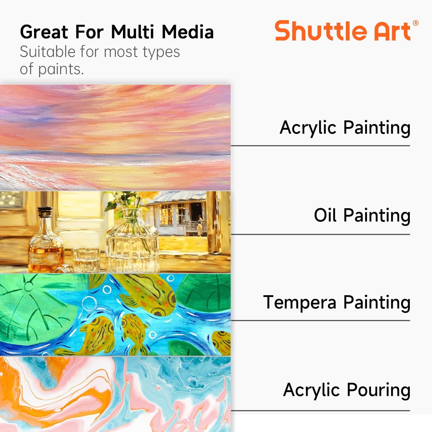 Shuttle Art Canvas for Painting, 20-Piece Multi-Pack 5x7 & 8x10 Inch Stretched Canvas, 100% Cotton, Primed White Blank Canvases, Ideal Art Supplies for Kids Acrylic Oil Acrylic Pouring - Image 5