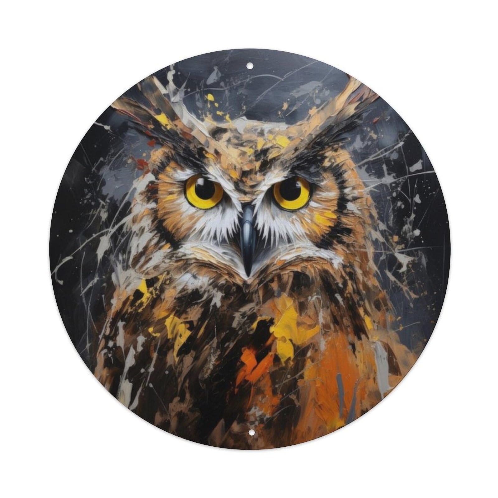 Animal Artwork Cute of Owl Vintage Metal Tin Sign Plaque Wall Decor for Cafe, Club, Garden Round Metal Poster 8x8Inch
