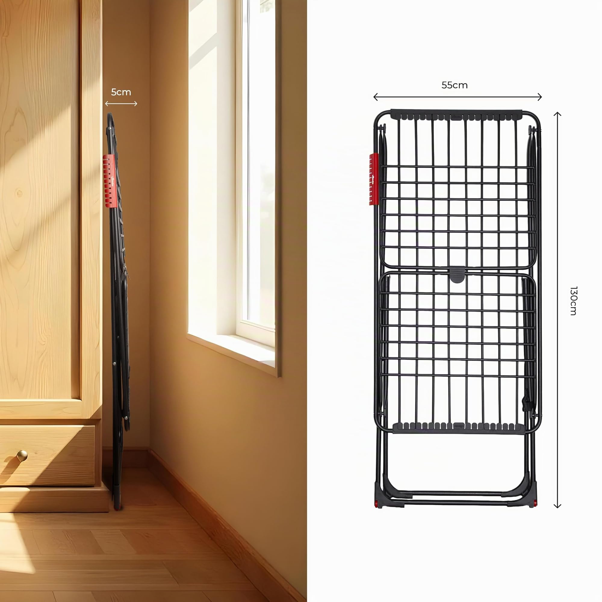 Vileda Tendedero Ultimate Extra de Aluminio con Patas en X (Black Edition) | Tubos 5 Veces más Resistentes | Tubos XL para Menos Marcas en Ropa | 20M para Secado | Soporte Calcetines