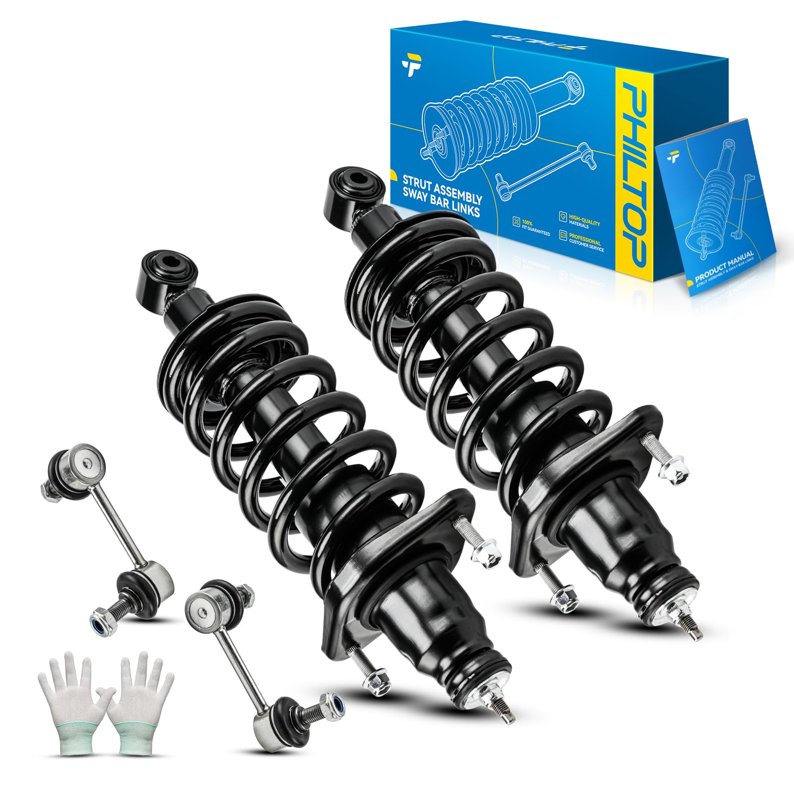 ‌PHILTOP Rear Complete Strut Assembly Sway Bar link kits 172497L/172497R K750151/K750156 Fit for 2007-2011 Honda CR-V - Quick Fit Suspension Replacement‌