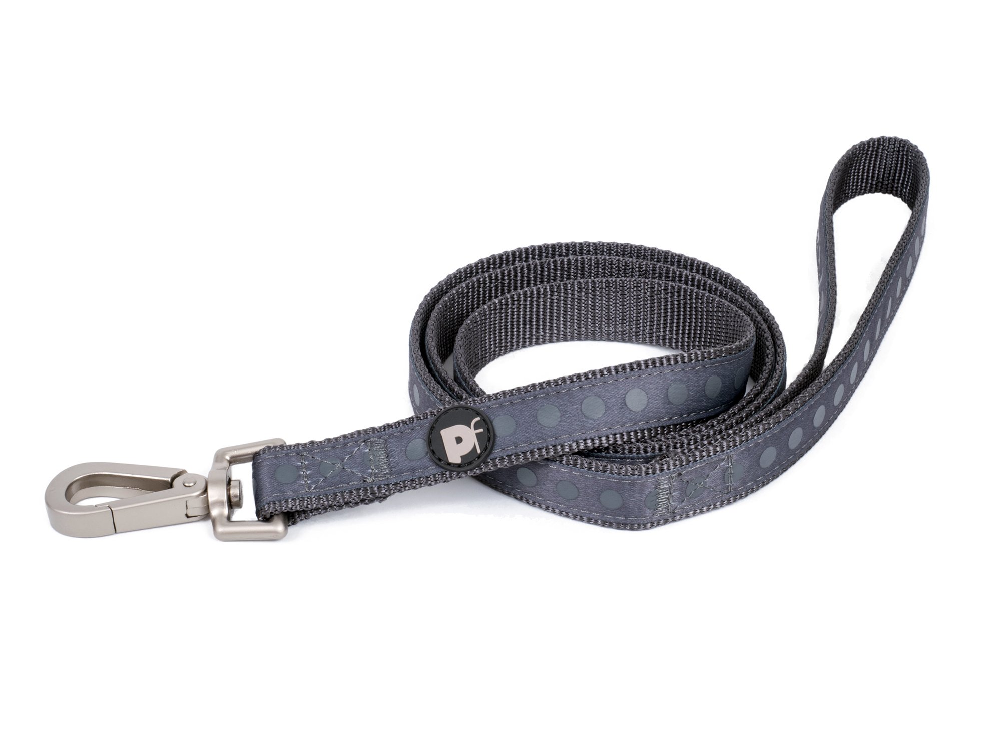 Petface Steel Tonal Dots Print Dog Lead, Medium, Grey