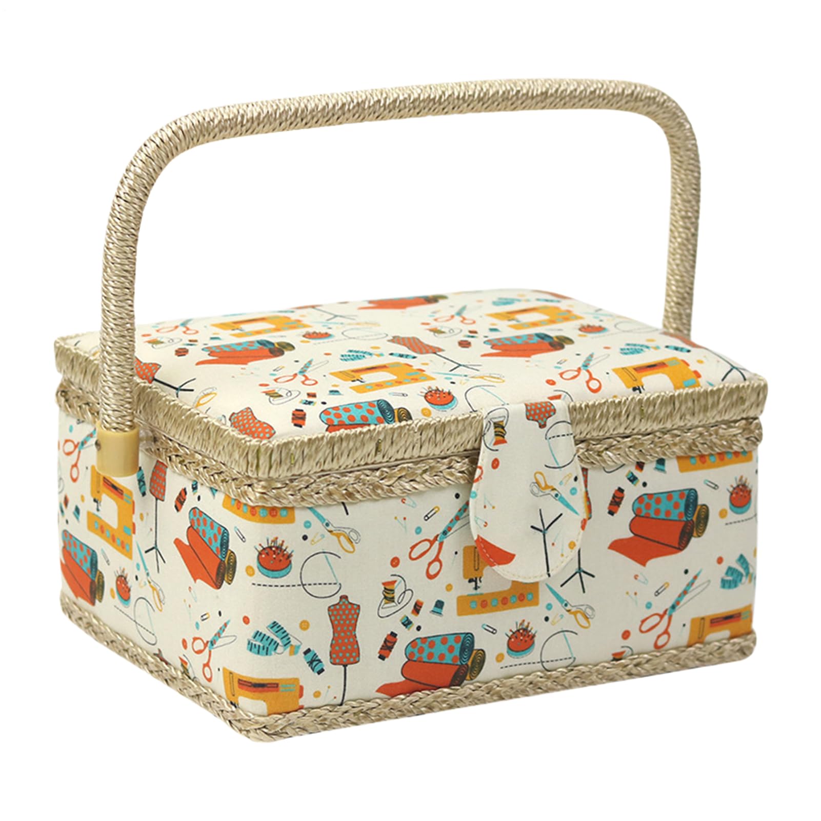 Cesta De Costura con Bandeja Extraíble y Compartimentos de Almacenamiento | Organizador De Almacenamiento Para Kit De Costura para Hilos Agujeras y Labores de Tejer para Mujeres Adultas