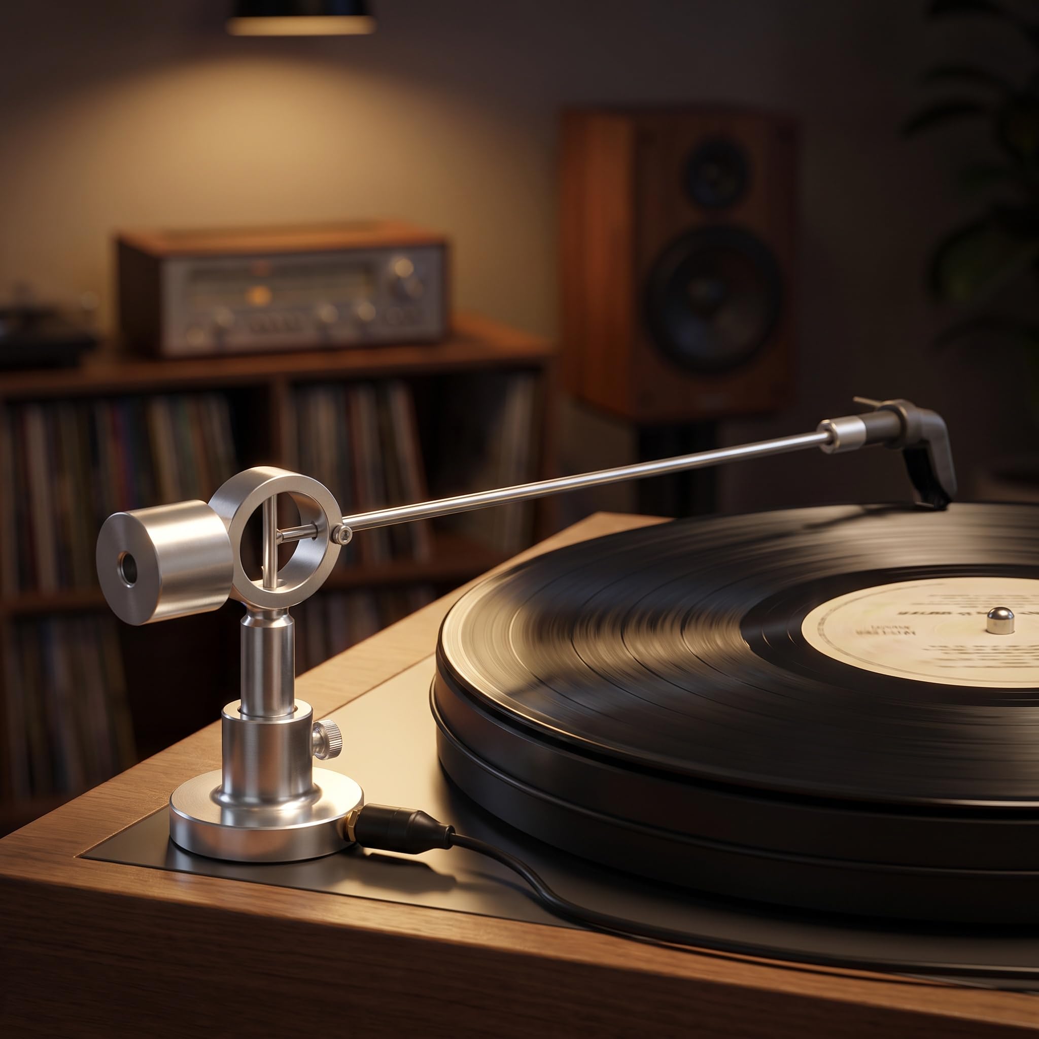 Braccio di Pulizia Antistatico, Spazzole per La Pulizia di Dischi in Vinile Hi-Fi, con Cavo di Messa A Terra da 1 M, Altezza Regolabile da 4,5 A 6 Cm, Pulisce Il Disco Durante La Riproduzione