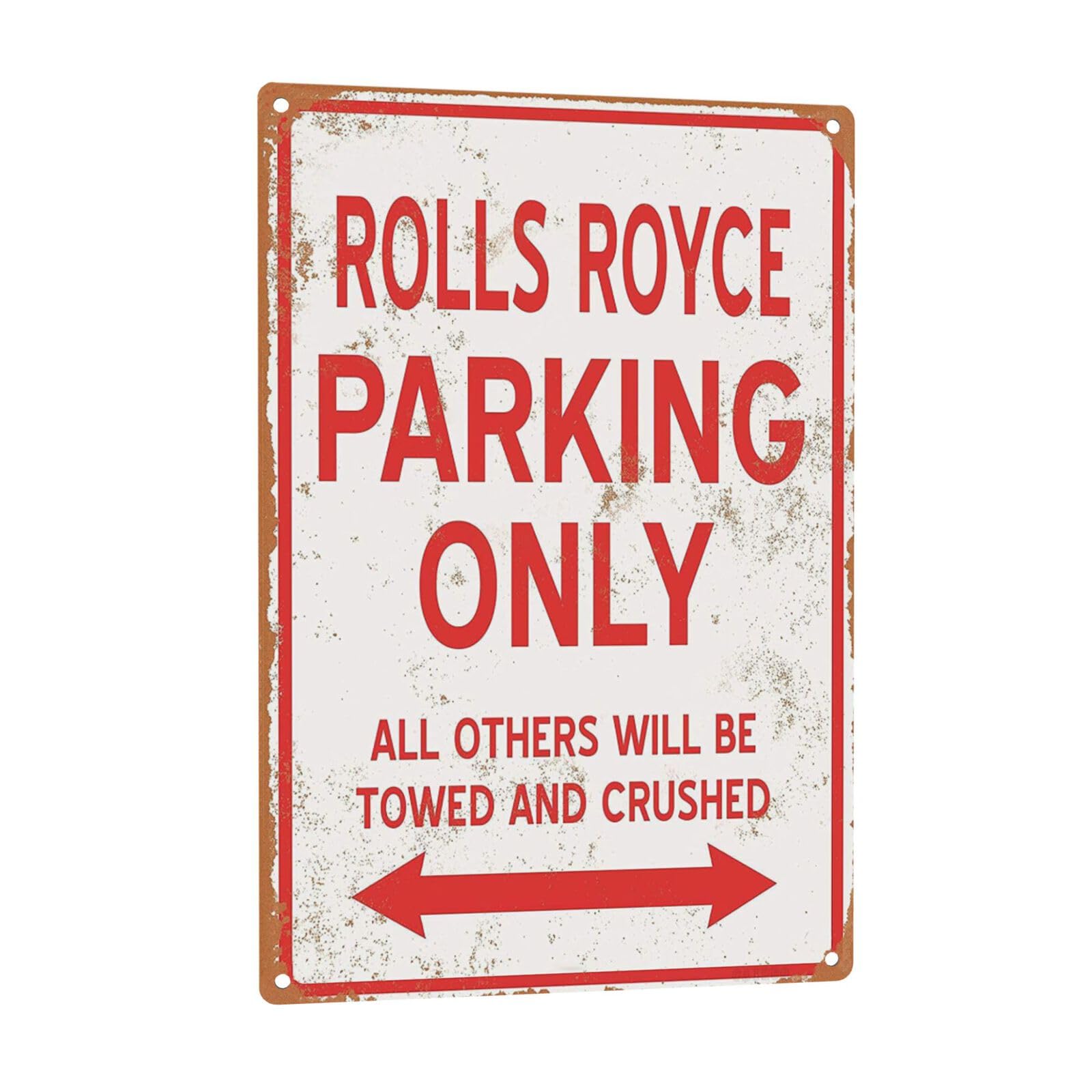 CAIRUO Rolls Royce Parking ONLY Vintage Look 8x12 Inches Metal Tin Sign Retro - Wall Decor Plaque Poster