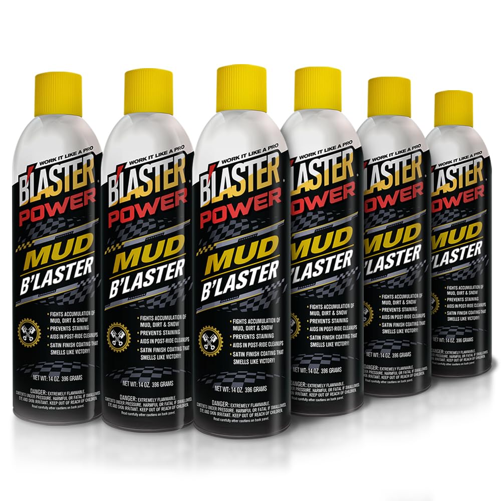 Blaster Power Mud B'laster - Reduces mud build up, reduce clean-up time on motorbikes, UTV, ATVs and more - Case Pack of 6-15 oz spray cans (20-MB-PWR)