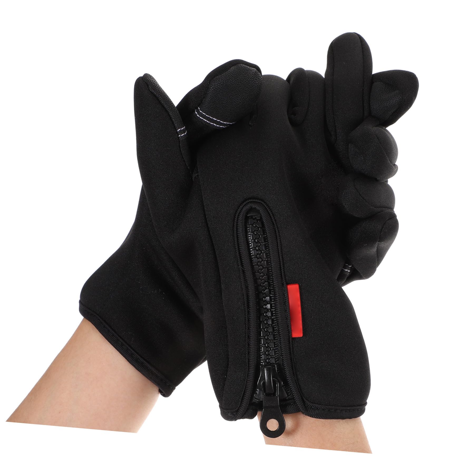 ibasenice Guantes Dedo Escalada Protector Camuflaje Slip Cortar Largo Lana guantillas Gimnasio Gloves Fishing Impermeable Antideslizante Guante de Pesca de Invierno Forro Polar Black