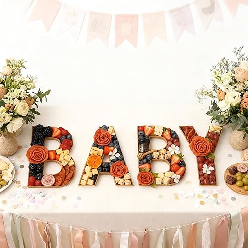 Miniatura 2 de Letras de tablero de charcutería para bebés de 12 pulgadas, decoraciones de revelación de género, letras de cartón rellenables, decoración de baby