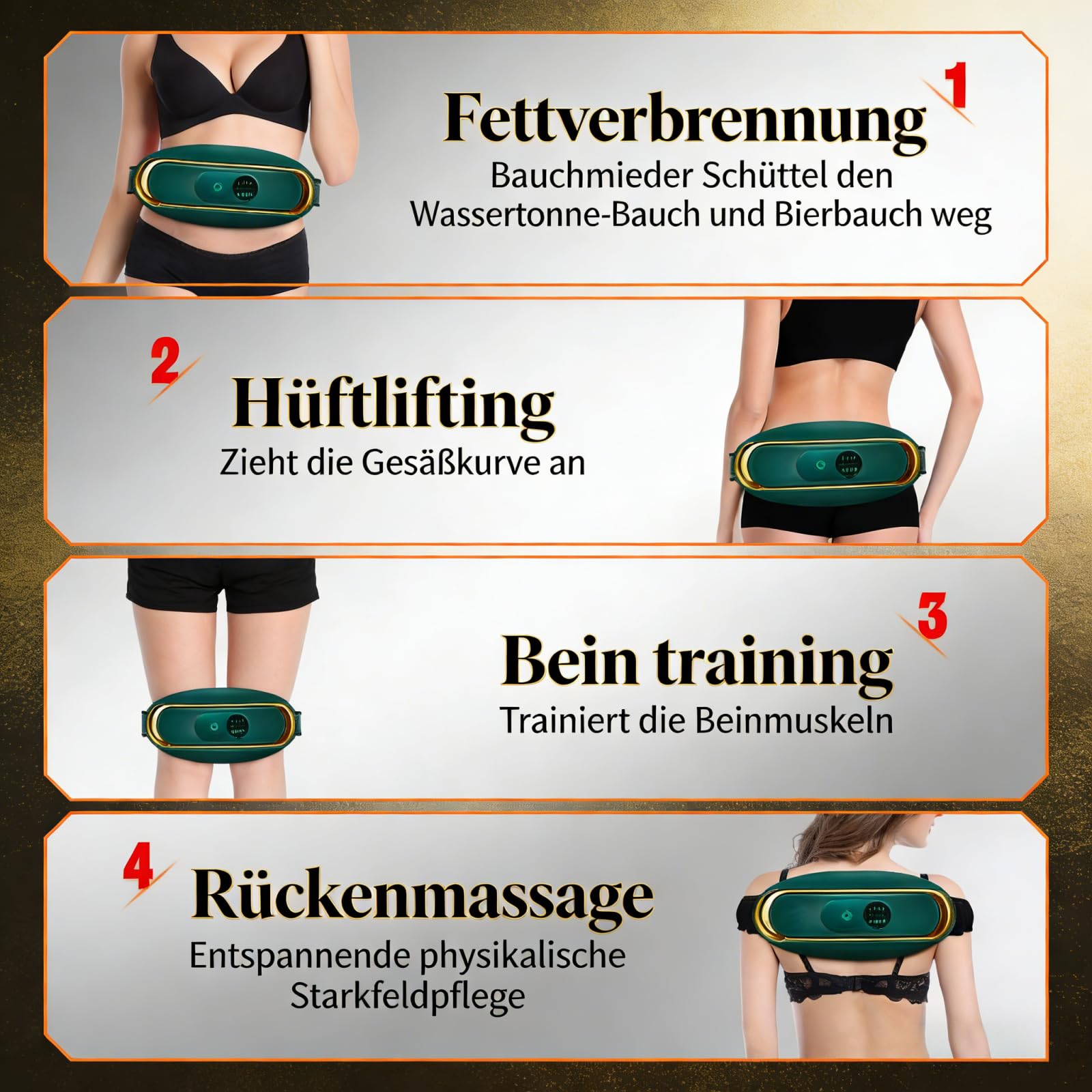 SlimKern Bauch Lipo Fettverbrenner-Elektrischer Kabelloser EMS-Gürtel mit Wärmetherapie Zweistufiger Vibrationsmassage Bauchweggürtel Bauchmuskeltrainer für Damen Ideal für Zuhause,Büro Reisen
