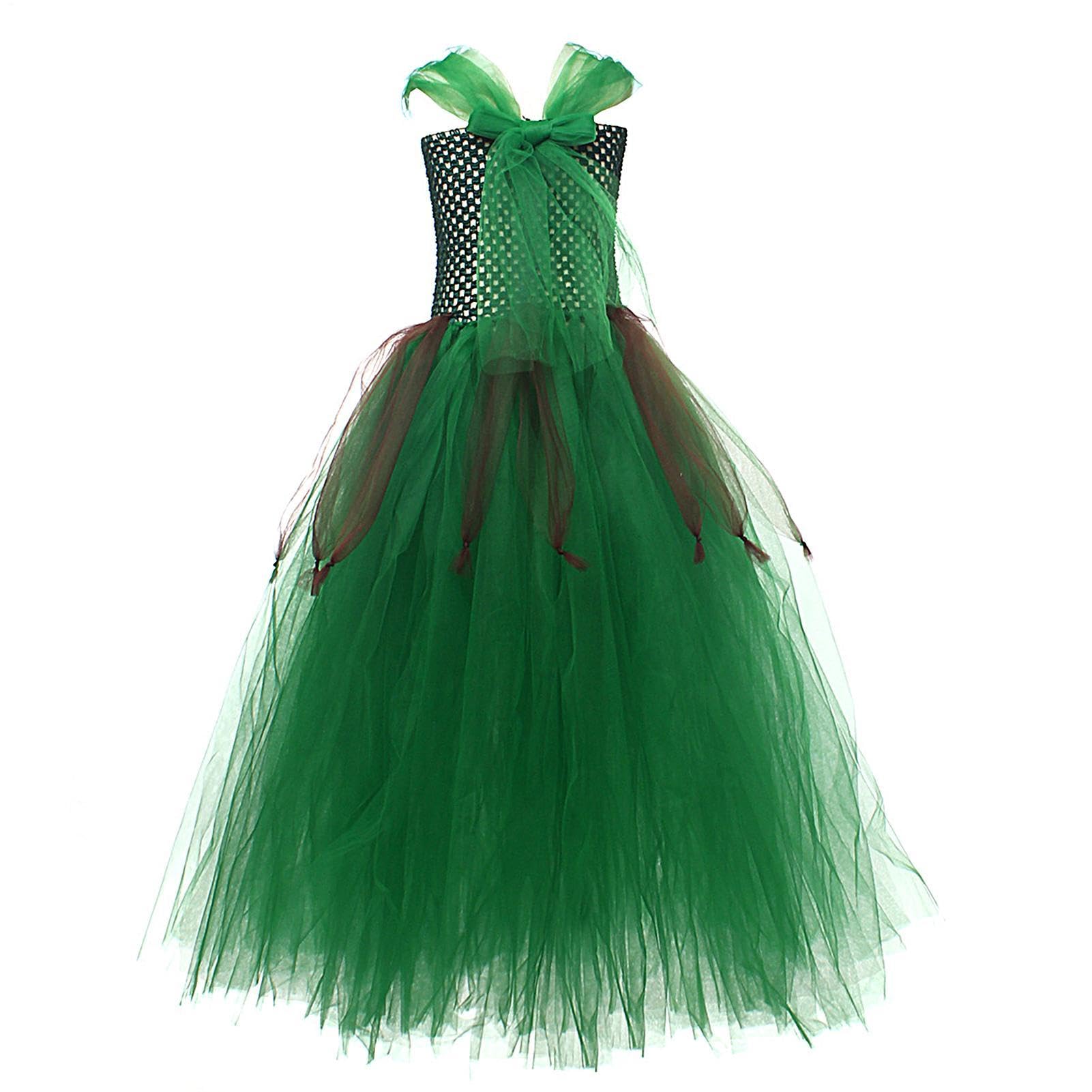 Costume Halloween Bambina Abito Verde Con Gonna A Tutù In Tulle Da Fata | Abito Da Di Ruolo Per Feste A Tema Halloween, Spettacoli, Carnevale, Compleanni, Eventi Scolastici