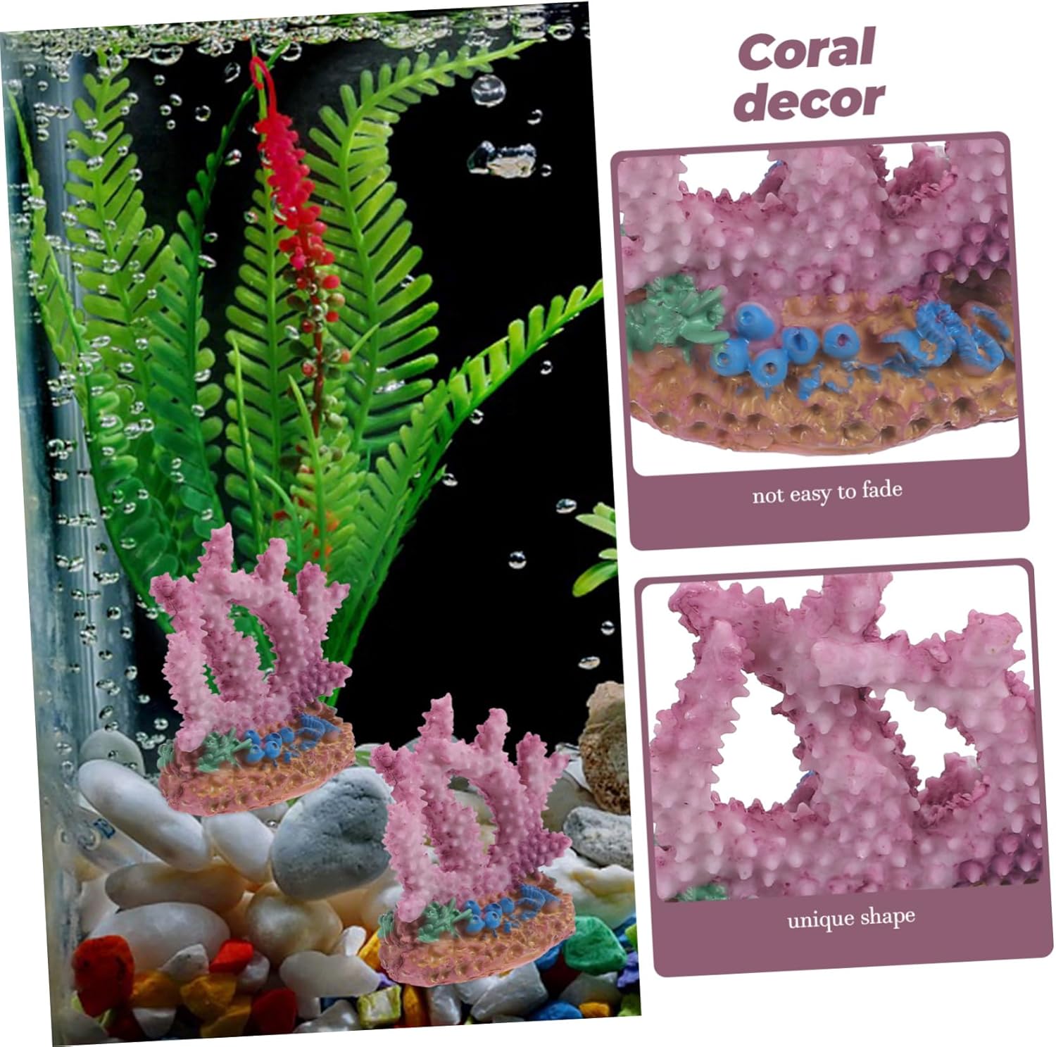 5sets Resin Coral Decoration Fish Tank Aquatic Coral Aquarium Artificial Plants Fish Tank Light Kit Fern Delicate Aquarium Coral Sponge Fish Tank Decorations C