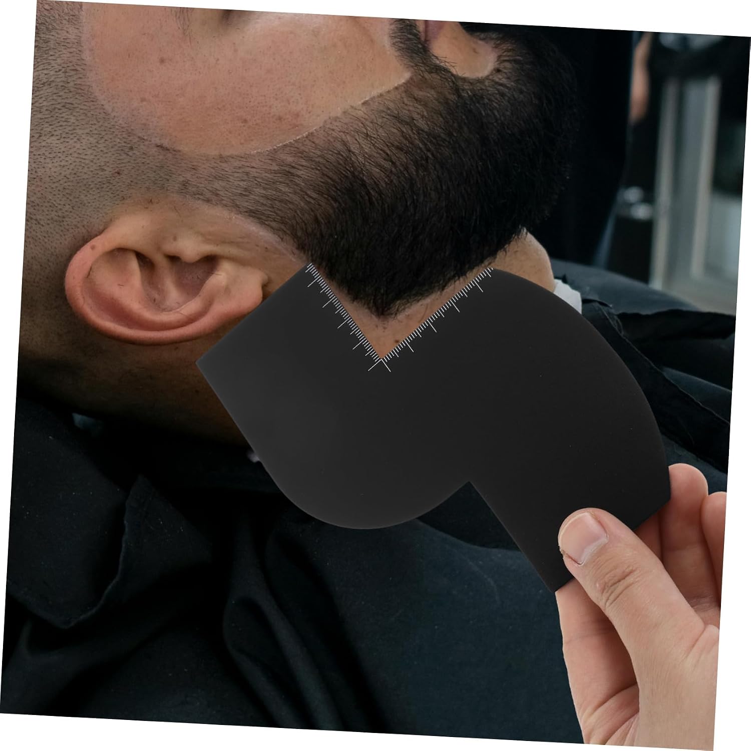 2Pcs Beard Styling Tool with Built Ruler Precision Hairline Shaping Guide for Barber Cards for DIY Grooming and Exact Haircut Measurement