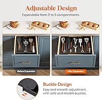 Vista 5 de Lifewit Utensil Organizer for Kitchen Drawers, Expandable Cooking Utensil Tray, Adjustable Cutlery Silverware Flatware Holder, Plastic Spatula Tools