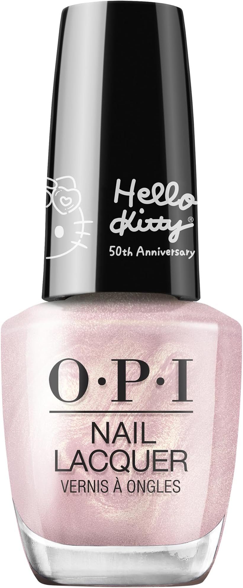 OPI Nail Lacquer Let's Be Friends Forever | Sheer Light Pink Metallic Chip Resistant Nail Polish | Hello Kitty Limited Edition Collection