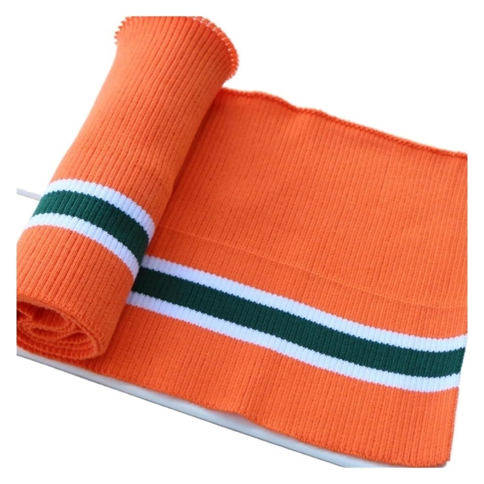 Rib Knit Cuff, Elastic Ribbed Cuffs Multicolor 80cm x 15cm(Orange)