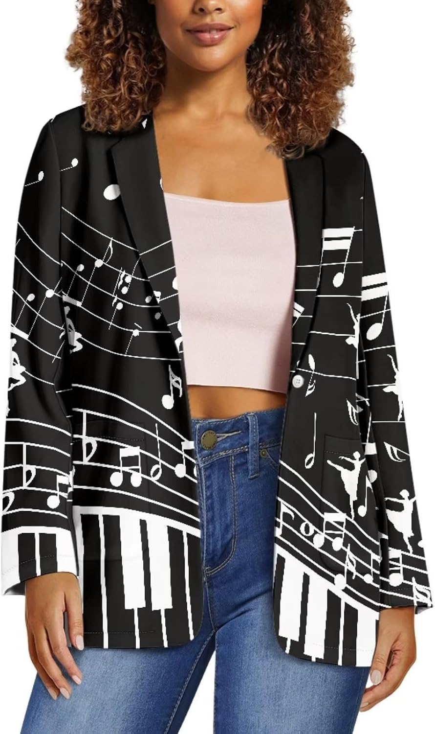 POLERO Women's Long Sleeve Blazer Cute Open Front Cardigan Office Work Suit Jackets with Pockets