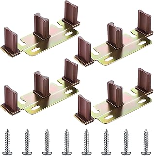 Enhon Sliding Closet Door Floor Guide, Compatible with N 6796 Stamped Steel Door Slider, Fits 3/4'' to 1-3/8'' Thick Doors, Universal Adjustable Width Sliding Track Floor Mount Guide (4 Pack)